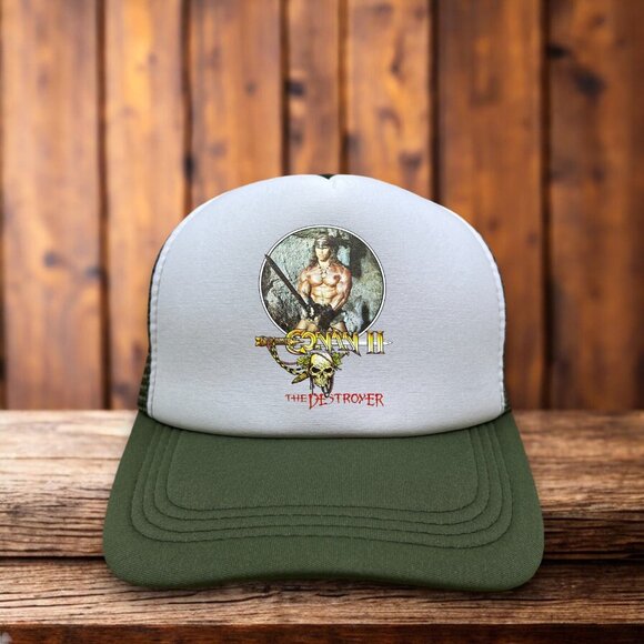 Conan the Destroyer Mens Trucker Hat Olive Arnold Schwarzenegger Barbarian Cap - Picture 1 of 4